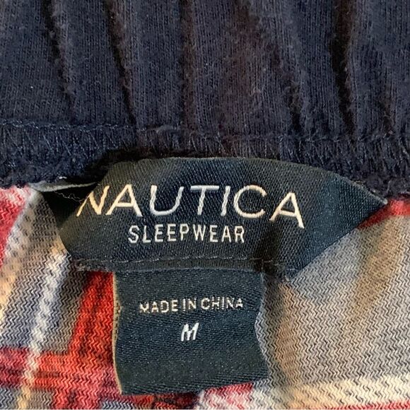 Nautica Flannel Pajama Pants Men’s M Red White Blue Plaid Pockets. - Picture 7 of 13